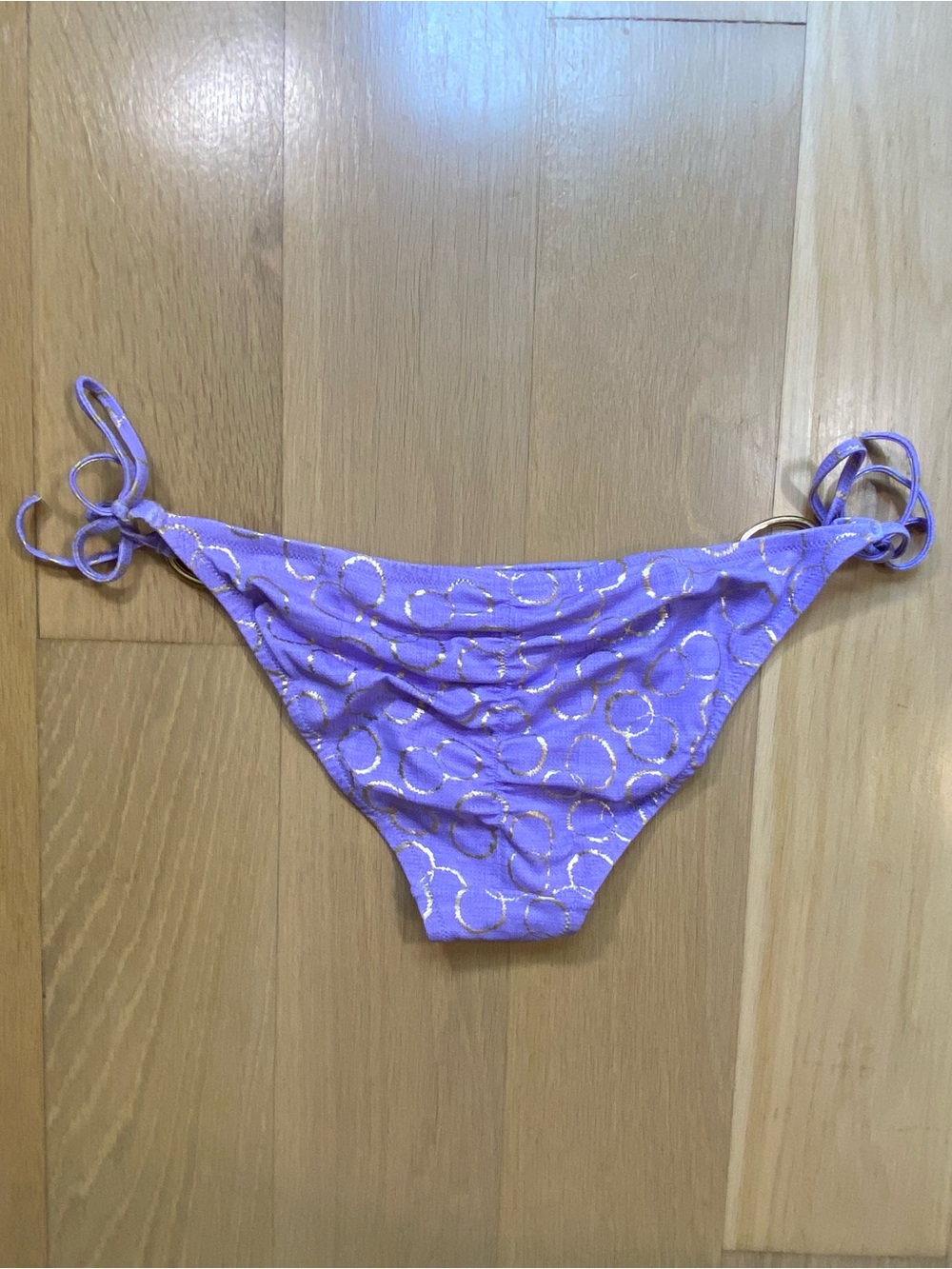 Victoria's Secret Purple Bikini Set Metallic Gold Ring Pattern Y2K Glam Medium - Picture 5 of 11